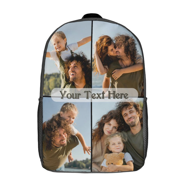 [Can Uplode 4 Photos] Custom Photo & Text 17inch Shoulder Backpack