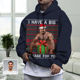 [Thickened Fabric] Custom Face Muscular Body Gift Christmas Red Hat Men's Fleece Thickened Hoodies