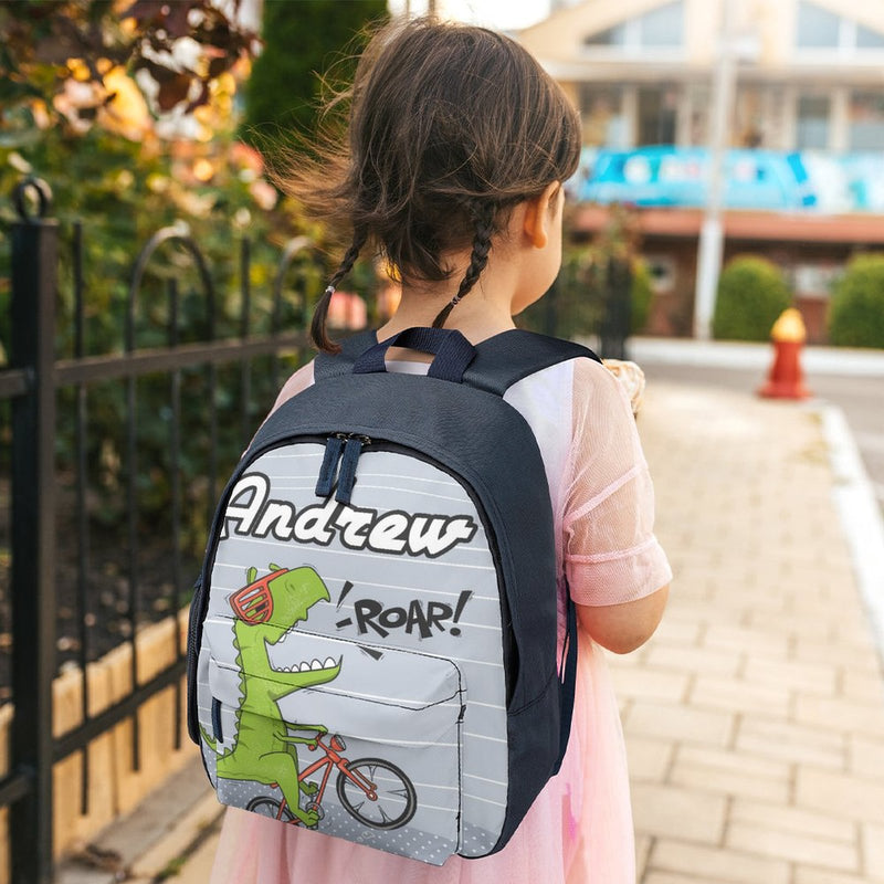 Custom Name or Text Funny Dinosaur Personalized Kids Backpack School Bag Back To School Gifts