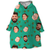 Custom Face Blanket Hoodie With Family and Pet Photo