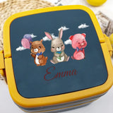 Custom Name Microwaveable Lunch Box Double Layer Square Lunch Box with Cutlery Lunch Box