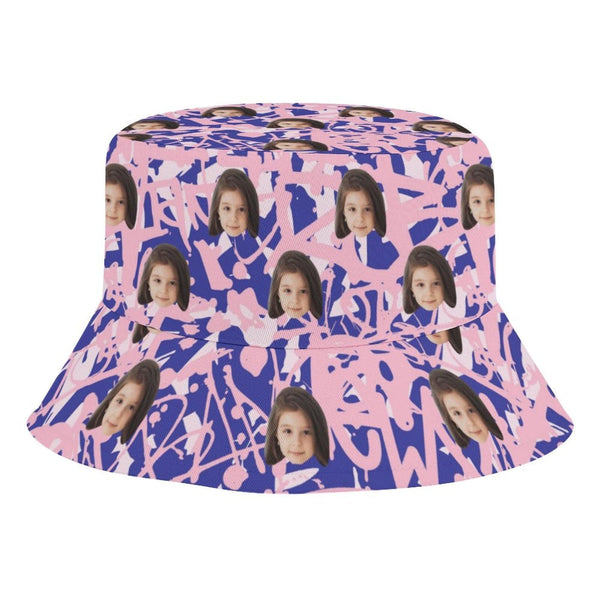 Custom Face Purple Pink Graffiti Kid's Bucket Boonie Hat