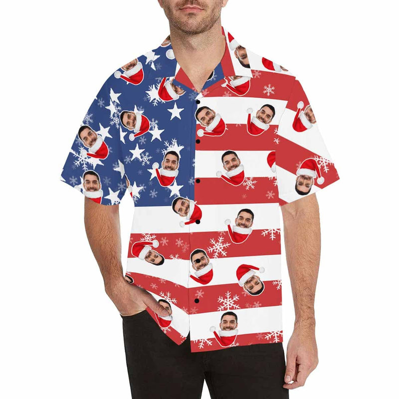 Hawaiian Shirt Hawaiian Shirt Custom Face Christmas Flag