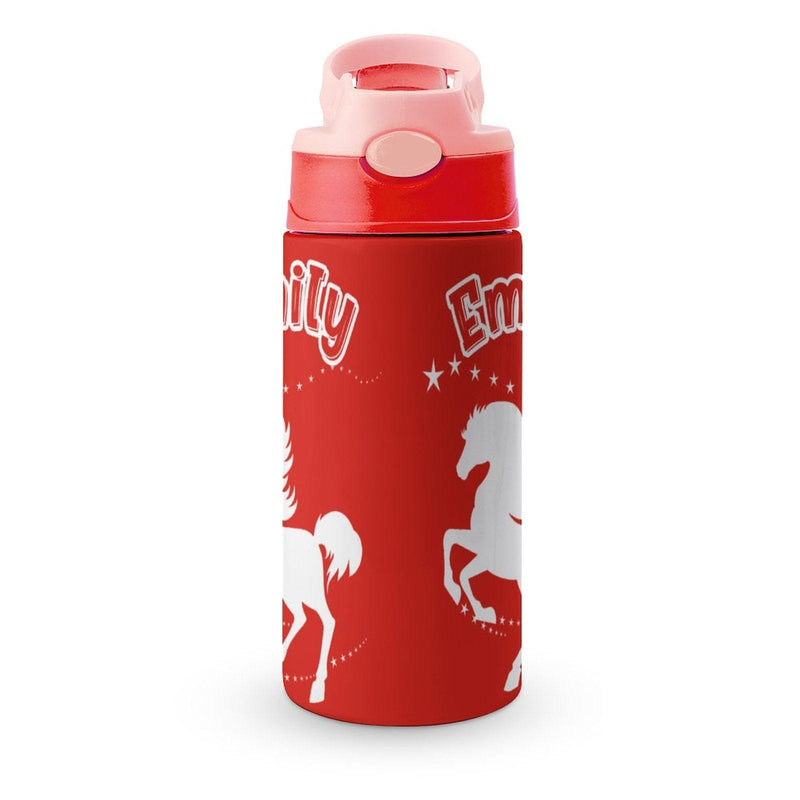 Custom Name Personalised Red Horse Stainless Steel Kids Drink Bottles 500ml Water Bottle